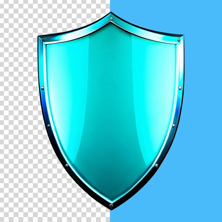 PSD escudo de vidrio aislado sobre un fondo transparente