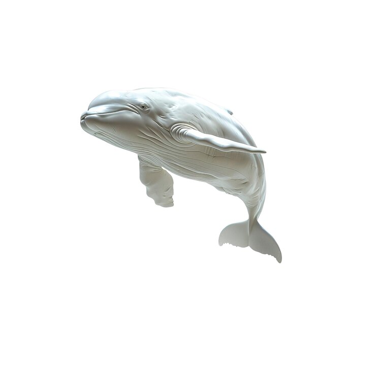 PSD escultura de una ballena blanca saltando por el aire