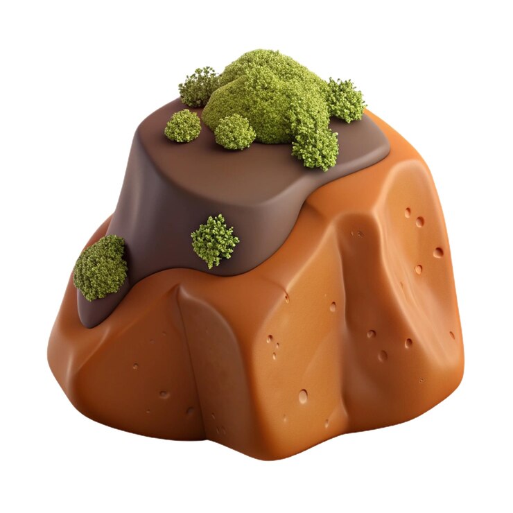 PSD una escultura de chocolate con una pieza de coliflor verde en la parte superior