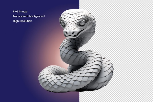 PSD la escultura de cobra plateada en 3d de japón