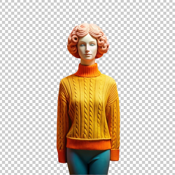 PSD una escultura en forma de suéter malhumorado de una cabeza de mujer