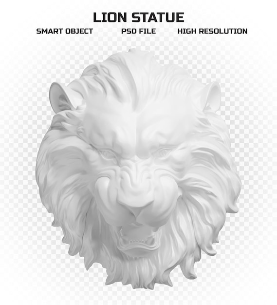 Escultura fosca realista de cabeça de leão branco em alta resolução