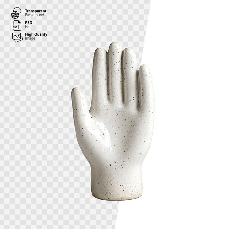 PSD escultura de mano de cerámica en tono blanco