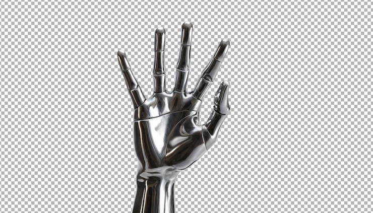 PSD la escultura de la mano de cromo captura el movimiento fluido