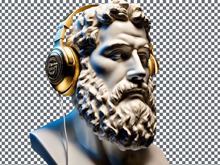 PSD escultura moderna de hipster barbudo aislada en un fondo transparente