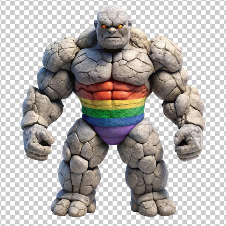 PSD escultura de un monstruo hecha de rocas en un fondo transparente generado por ai