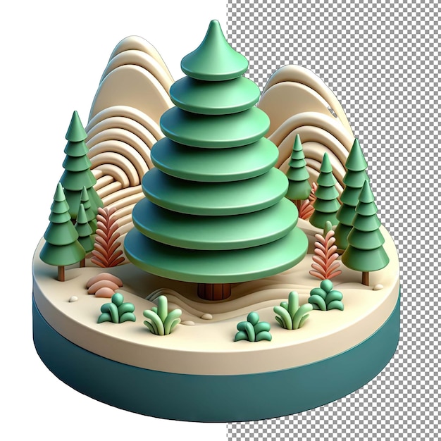 PSD escultura de la naturaleza árbol aislado png en 3d