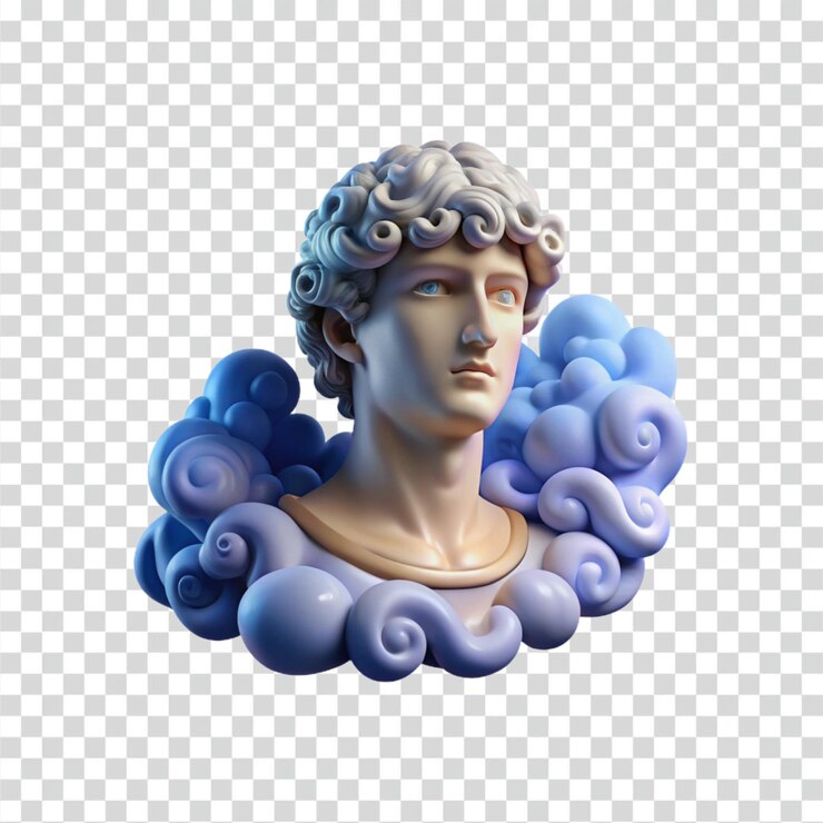 PSD escultura neon retro busto clássico no estilo dos anos 80