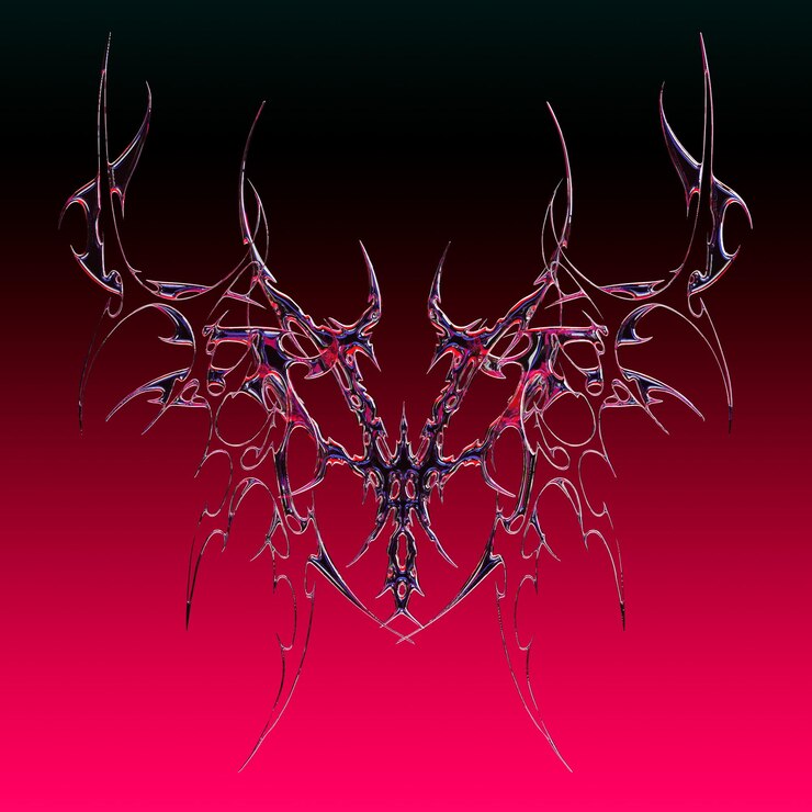 PSD escultura ornamental metálica abstrata em fundo gradiente