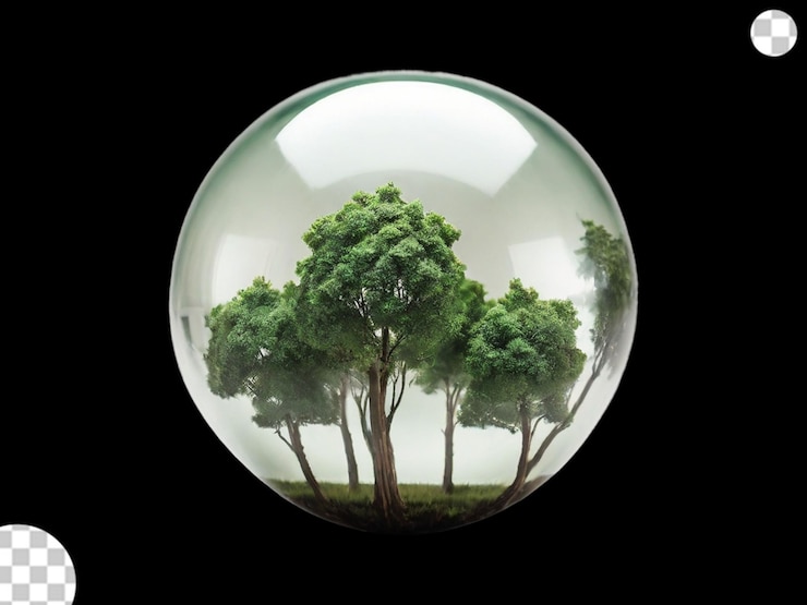 PSD esfera con arboles png transparente