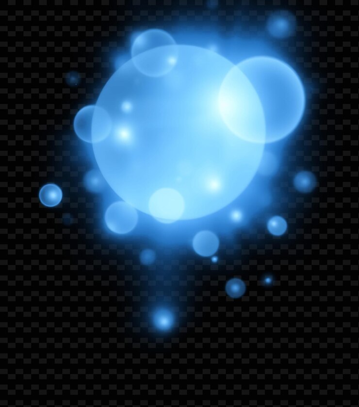 PSD una esfera azul con las palabras luz en ella