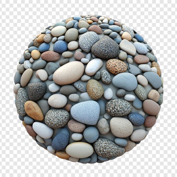 PSD una esfera de coloridas piedras lisas rocas de playa guijarros textura natural elemento de diseño de fondo