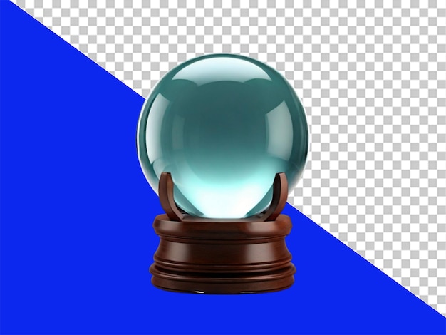 Esfera de cristal brillante en un fondo transparente