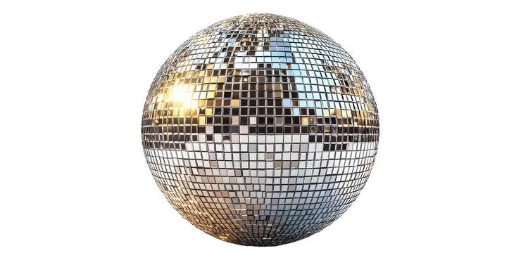 PSD esfera de discoteca reflectante con azulejos de espejo aislados sobre un fondo transparente