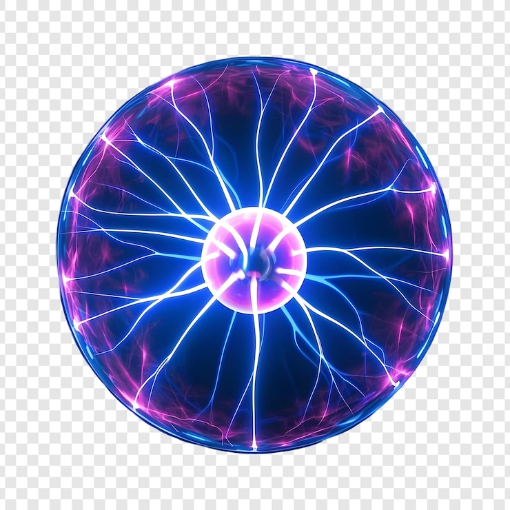 PSD esfera elétrica de plasma isolada em fundo transparente