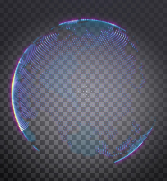 PSD esfera espacial azul em choque fundo vetorial abstrato com estrelas minúsculas