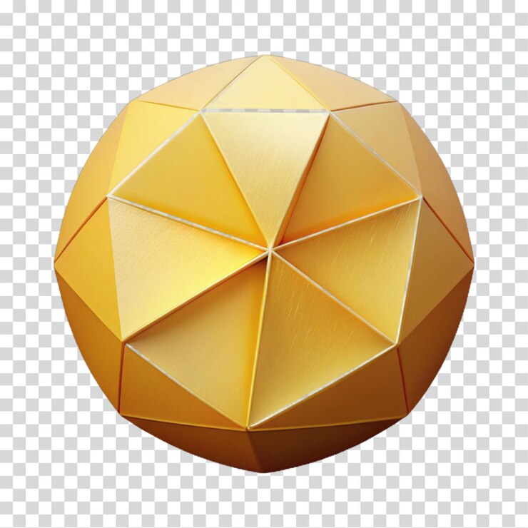 PSD esfera geométrica dourada renderização 3d de forma poligonal abstrata