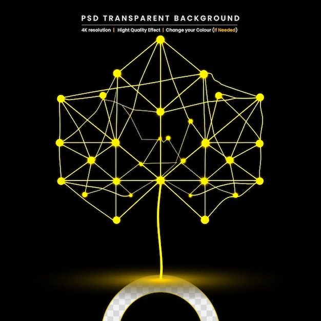 PSD esfera geométrica dourada renderizada em 3d em fundo transparente
