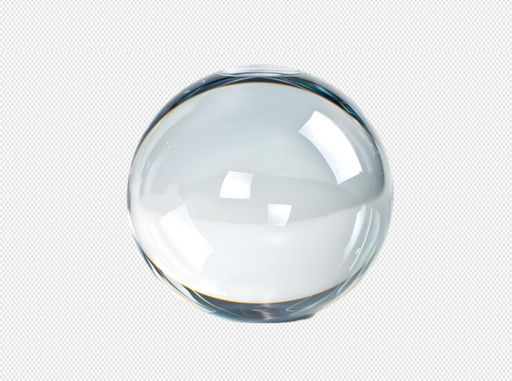Esfera de vidrio sobre un fondo blanco