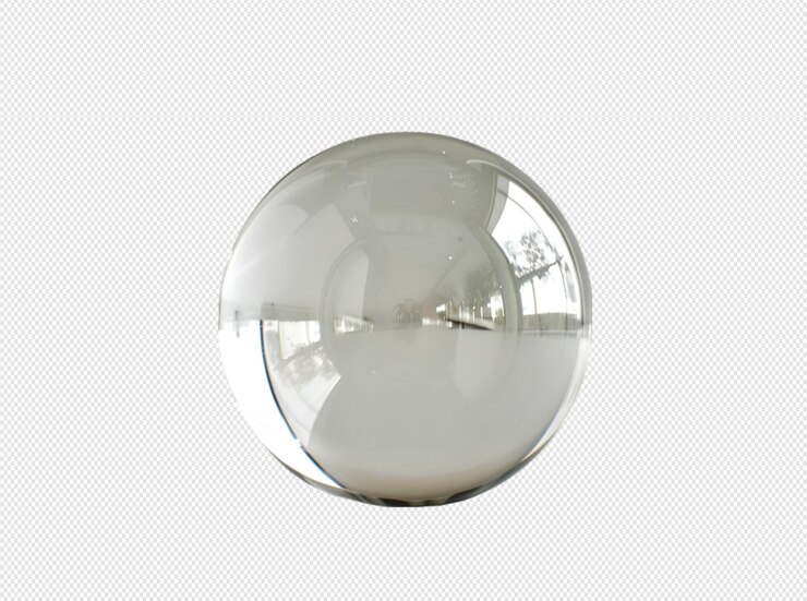 Esfera de vidrio sobre un fondo blanco