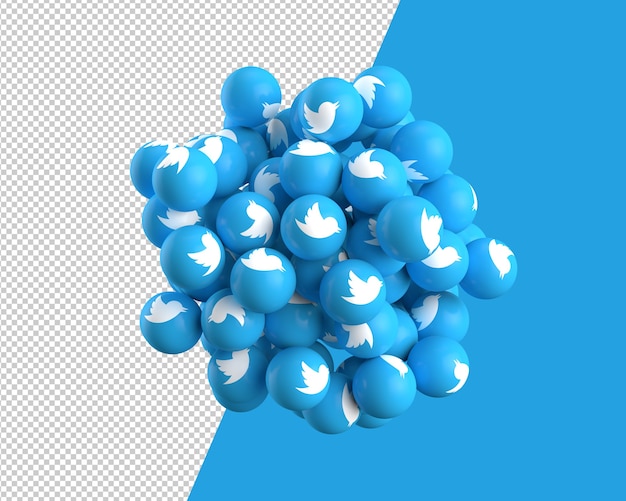 PSD esferas 3d do ícone do twitter
