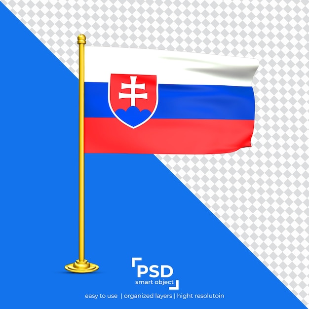 PSD eslováquia acenando bandeira isolada em fundo transparente