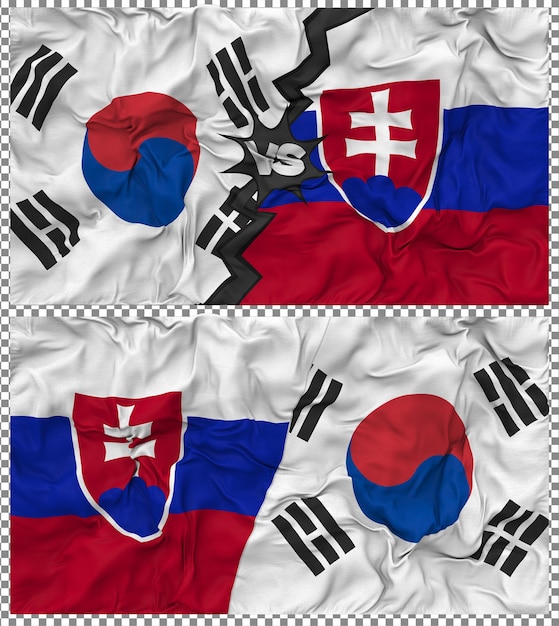 Eslovaquia contra Corea del Sur Media bandera combinada con textura en 3D