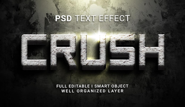 PSD esmagar efeito de texto de estilo 3d