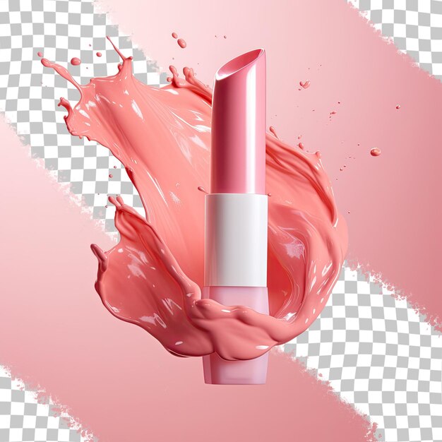 Esmalte de uñas y lápiz labial sobre un fondo transparente