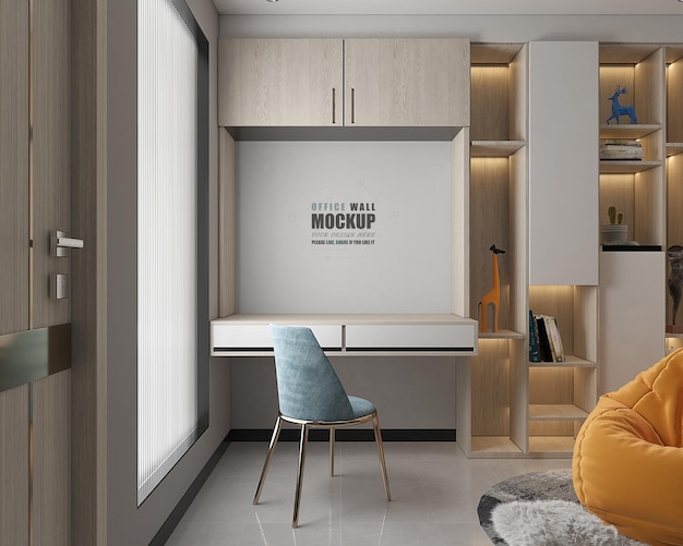 Espace de bureau conçu avec une maquette murale de style moderne