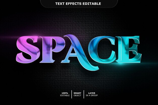 PSD espace effet de texte modifiable