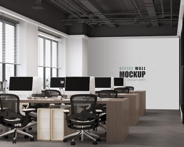 Espace de travail avec maquette de mur de design industriel moderne