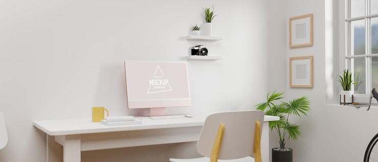 PSD espace de travail simple avec maquette de périphérique informatique