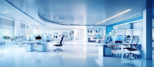 PSD espaço de escritório moderno azul branco claro