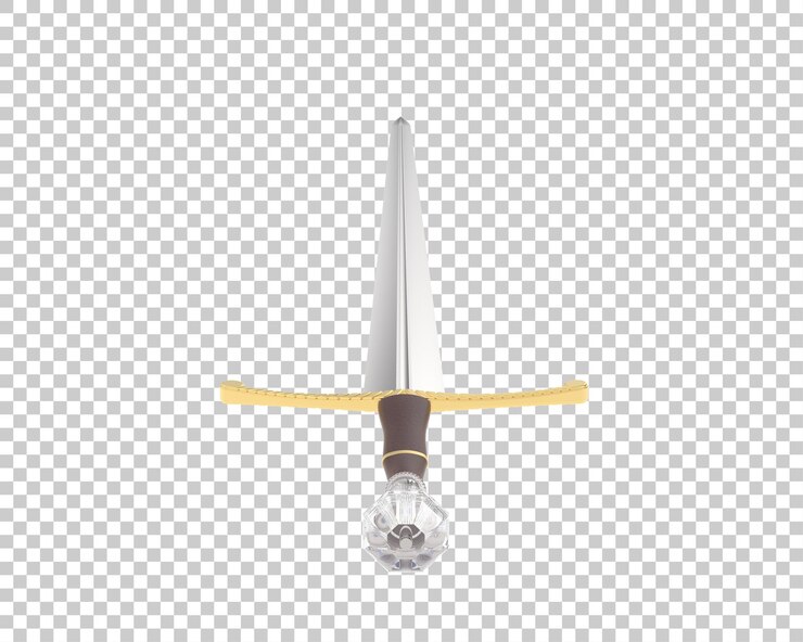 PSD espada larga sobre fondo transparente ilustración de renderizado 3d