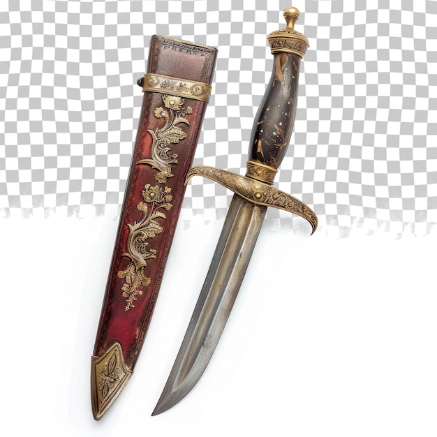 PSD una espada con un mango de oro y un mango rojo