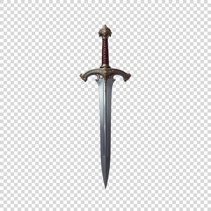 PSD la espada medieval sobre un fondo transparente
