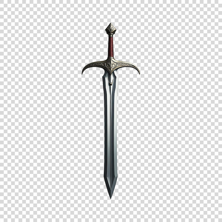 PSD la espada medieval sobre un fondo transparente