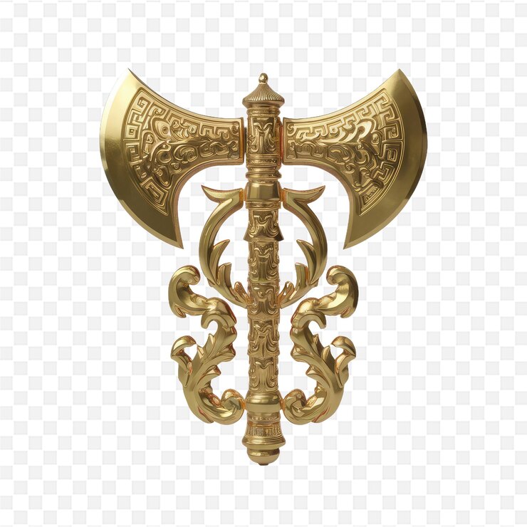 PSD una espada de oro con un patrón de la palabra espada en un fondo transparente