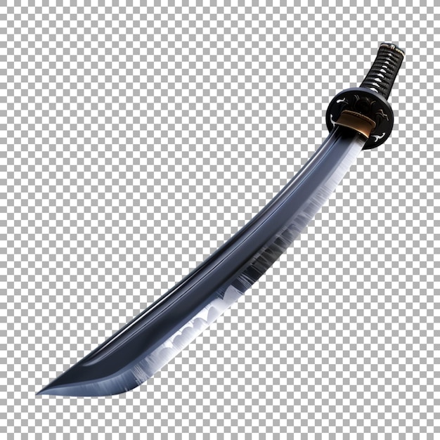 La espada samurai japonesa Katana en un fondo transparente generada por Ai