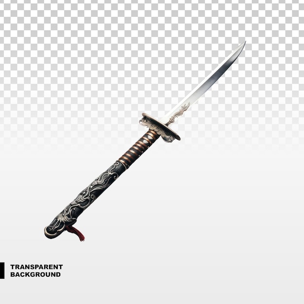 PSD espada de samurai sobre un fondo transparente