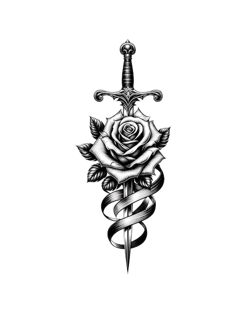 La espada con el tatuaje de la rosa
