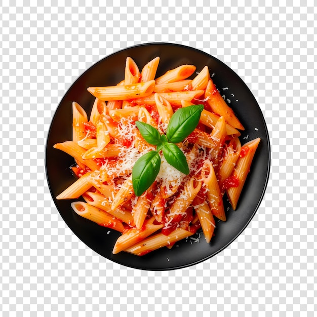 PSD espagueti con albóndigas y salsa de tomate en un cuenco de primer plano aislado sobre un fondo transparente