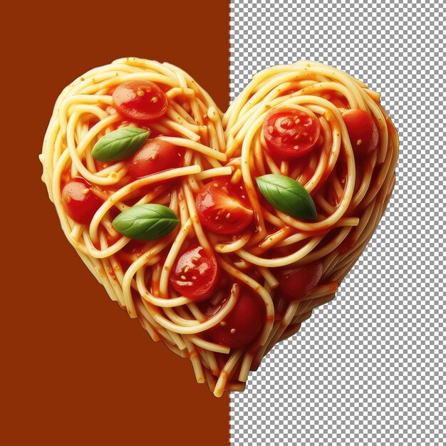 Espagueti romántico en forma de corazón con salsa de tomate png