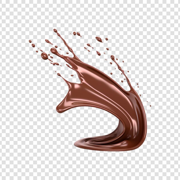 PSD espalheada de chocolate sobre um fundo transparente
