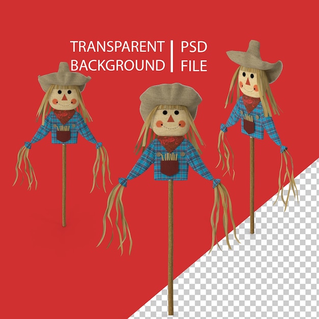 PSD espantalho decoração da colheita de halloween png