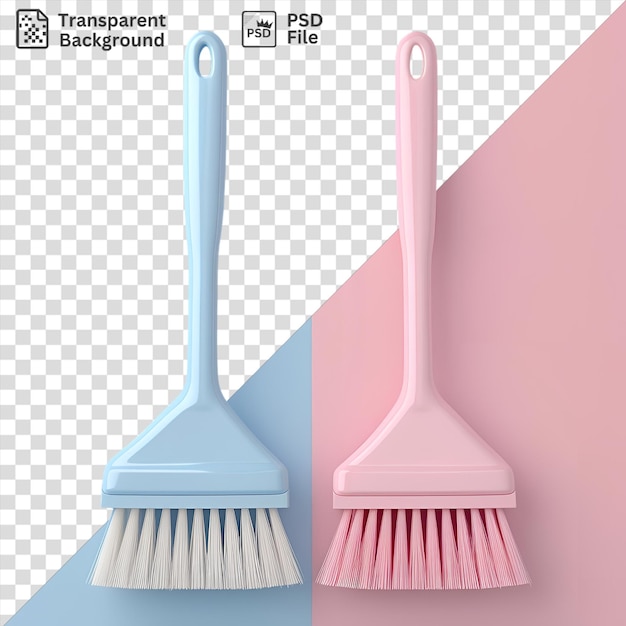 PSD espantoso dustpan e escova em um fundo azul