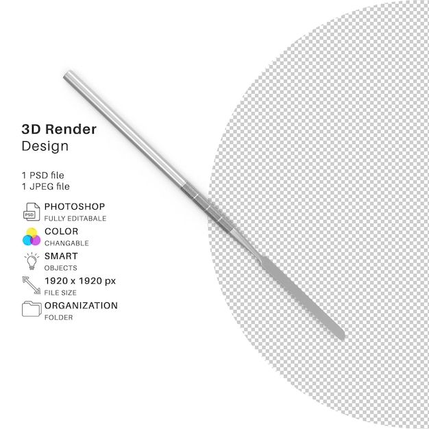 PSD espátula dental de modelado 3d vertical archivo psd realista