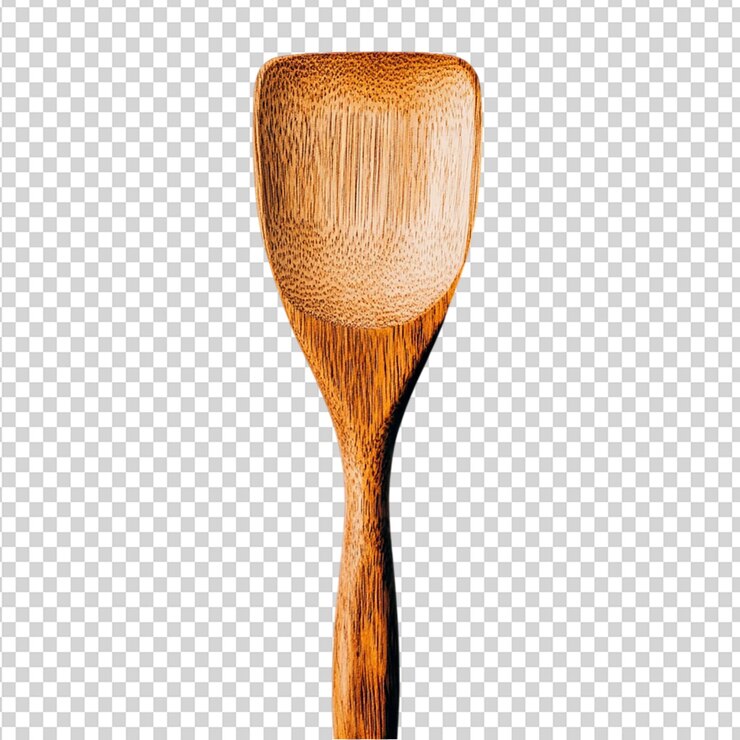 PSD espátula de madera vista desde arriba aislada sobre un fondo transparente