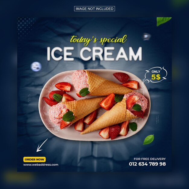 Especial delicioso sorvete mídia social instagram modelo de design de postagem